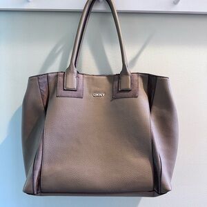 DKNY Taupe Pebbled Leather Tote Bag